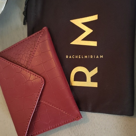NWOT Rachel Miriam Leather Card Case Lined Bordeaux Incl Protective Bag - Picture 4 of 9